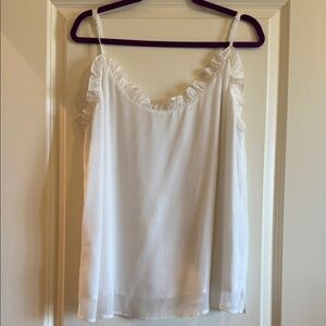 Eesome White Ruffle Trim Tank Top